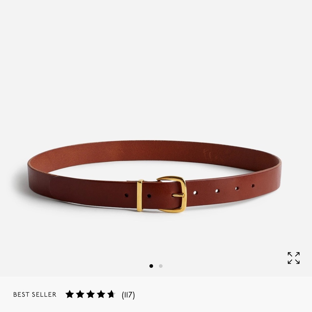 Madewell Brown Leather Belt with Gold Buckle